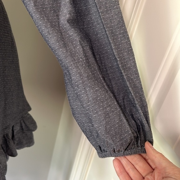 Cleobella Mini Dress Ruffle Tiered Button Front Long Sleeve Tie Waist Sz S - Picture 4 of 11